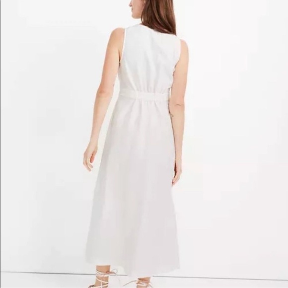 Madewell Button-Waist Wrap Midi Linen Dress - Picture 3 of 6